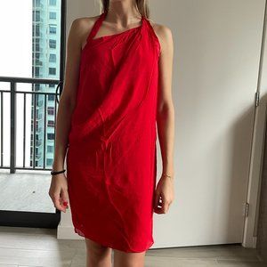 Red halter top dress